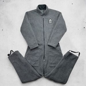 USIA Fleece Drysuit Undergarment Jumpsuit S Gray Shark Patch Made in USA
